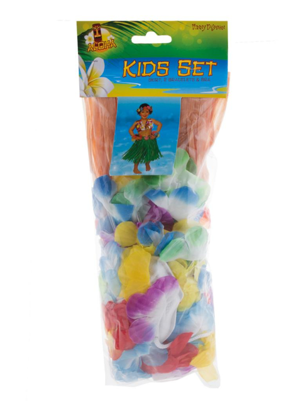 Set Hawaï enfant 4 pièces – Jupe, haut et bracelets fleuris