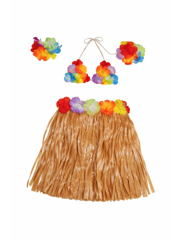 Set Hawaï enfant 4 pièces – Jupe, haut et bracelets fleuris