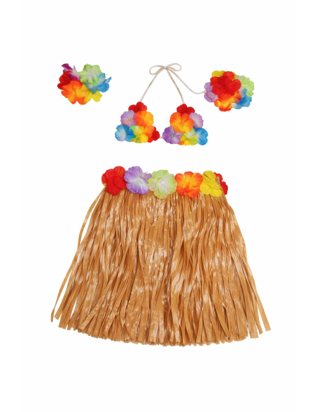 Set Hawaï enfant 4 pièces – Jupe, haut et bracelets fleuris