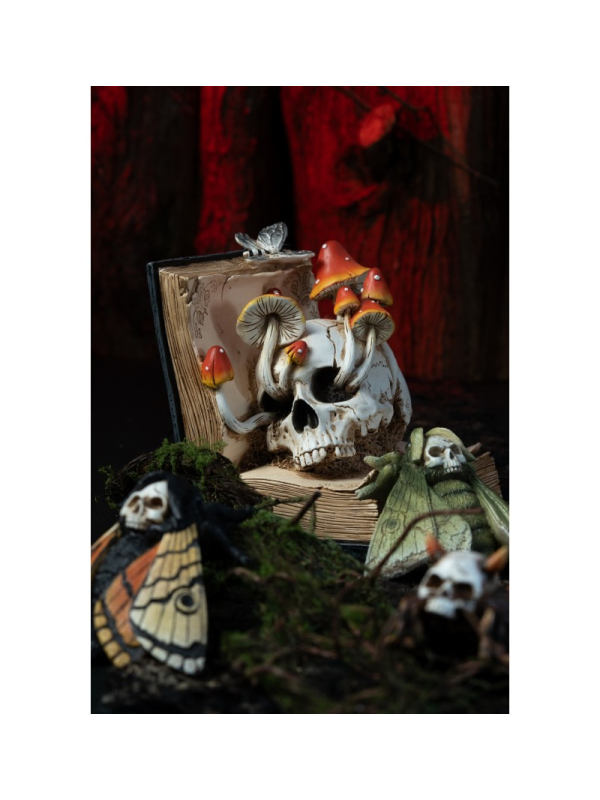 Livre de sortilèges tête de mort et champignons – Déco Halloween gothique
