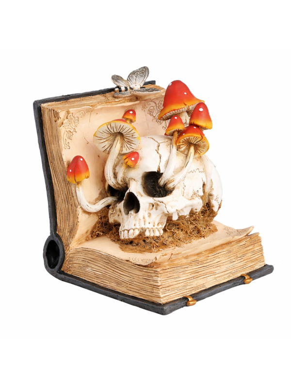 Livre de sortilèges tête de mort et champignons – Déco Halloween gothique