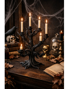 Chandelier arbre noir en résine – Déco Halloween gothique chic 38 cm 2