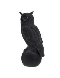 Statue chouette velours noir en résine 46 cm – Déco Halloween chic 2