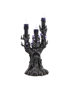 Chandelier arbre maléfique LED violet avec visage sculpté 2