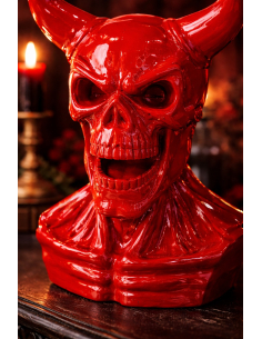 Buste de diable rouge brillant en résine 39,5 cm 2