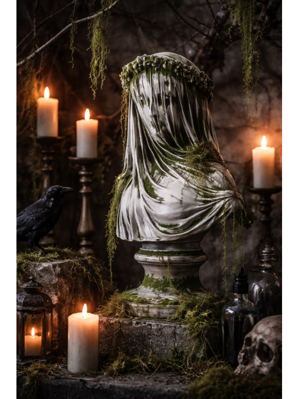 Buste Femme Fantôme en magnésie 60 cm – Statue gothique Halloween