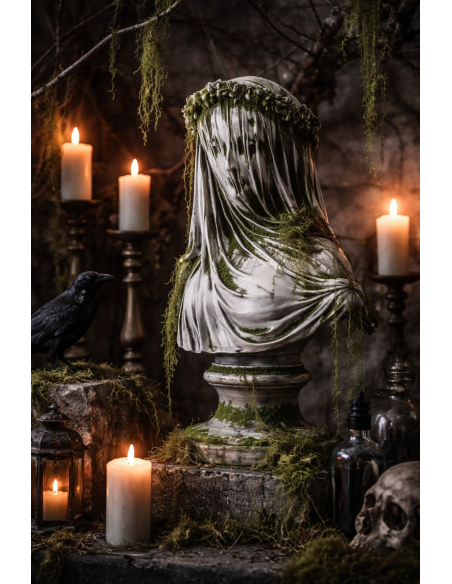 Buste Femme Fantôme en magnésie 60 cm – Statue gothique Halloween