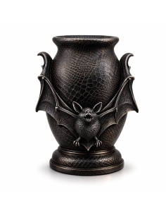 Déco Halloween chic – Urne chauve-souris noire en résine 26 cm effet peau de serpent 2