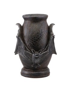 Déco Halloween chic – Urne chauve-souris noire en résine 26 cm effet peau de serpent