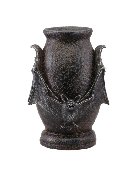 Déco Halloween chic – Urne chauve-souris noire en résine 26 cm effet peau de serpent