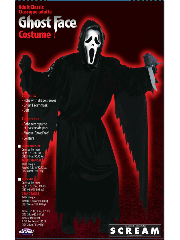 Déguisement Ghost Face™ classique adulte – Costume officiel Scream