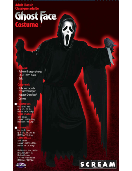 Déguisement Ghost Face™ classique adulte – Costume officiel Scream