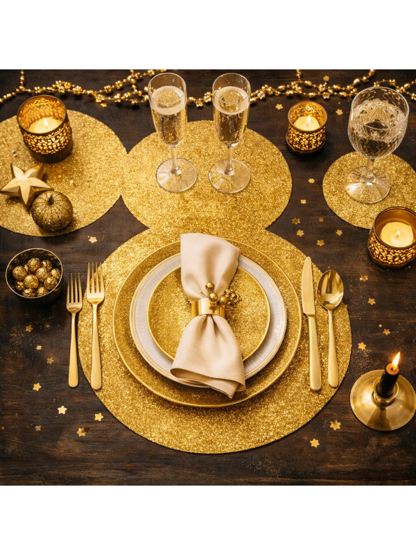Sets de Table Pailletés Premium Ø34 cm x6 – Or...