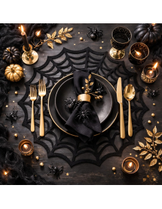 Set de Table Toile d’Araignée en Feutrine Noire Ø38 cm – Décoration Halloween Chic 2