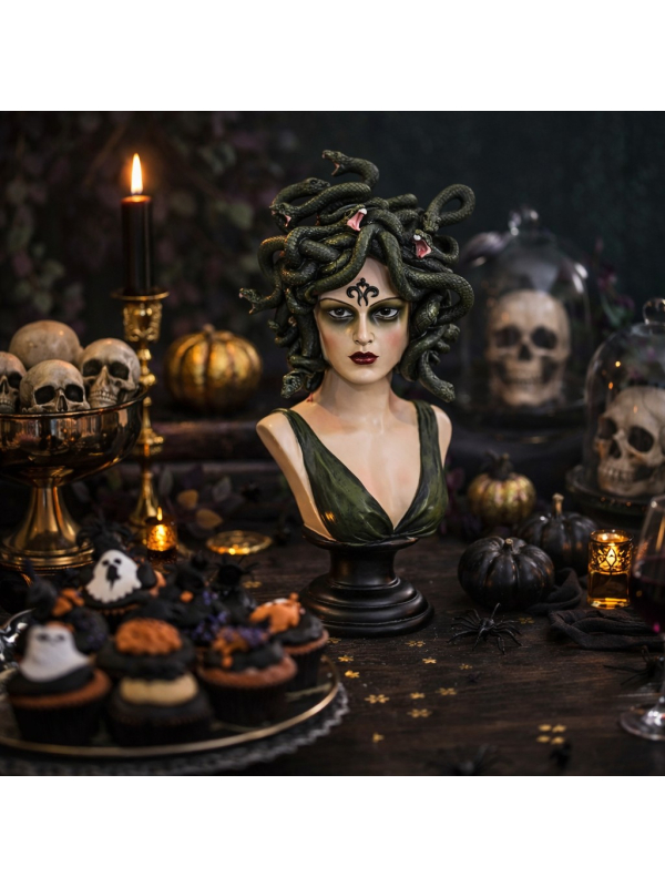 Buste Méduse en Polyrésine 37,5 cm – Pièce Iconique de Décoration Halloween Chic