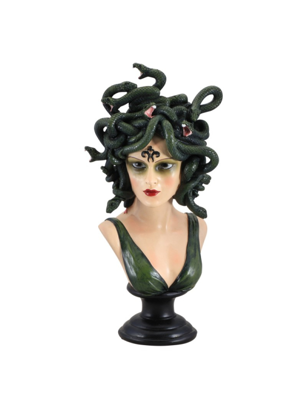 Buste Méduse en polyrésine 37,5 cm – Déco Halloween chic
