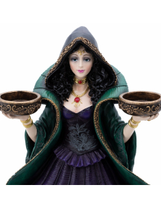 Sorcière en polyrésine porte 2 bougies 24,5 cm – Déco Halloween gothique chic 2