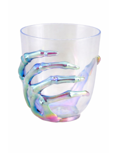 Verre transparent main squelette irisée – 9 x 10 cm 2