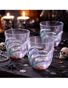 Verre transparent main squelette irisée – 9 x 10 cm