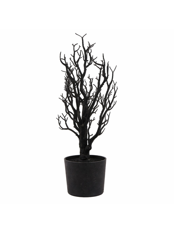 Arbre floqué noir 53 cm – Décoration Halloween gothique et élégante