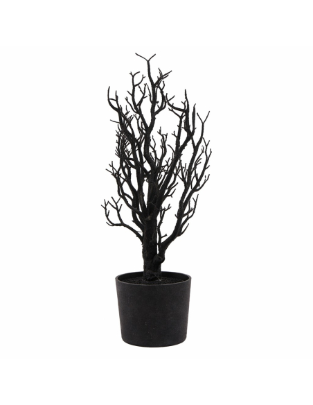 Arbre floqué noir 53 cm – Décoration Halloween gothique et élégante