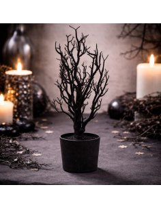 Arbre floqué noir 53 cm – Décoration Halloween gothique et élégante