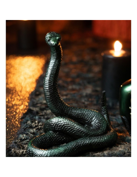 Serpent résine vert irisé – Décoration gothique symbolique 18 cm
