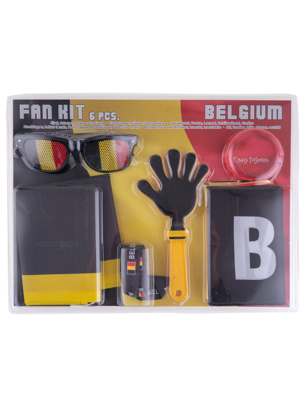 Coffret Fan Kit Belgium 6 pcs – accessoires supporters noir jaune rouge