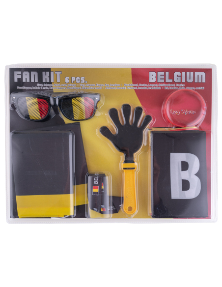 Coffret Fan Kit Belgium 6 pcs – accessoires supporters noir jaune rouge