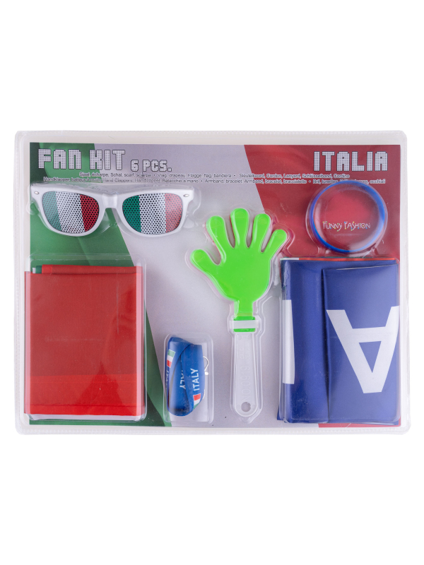 Kit Supporter Italie – Fan Kit 6 pièces (drapeau + accessoires vert blanc rouge)