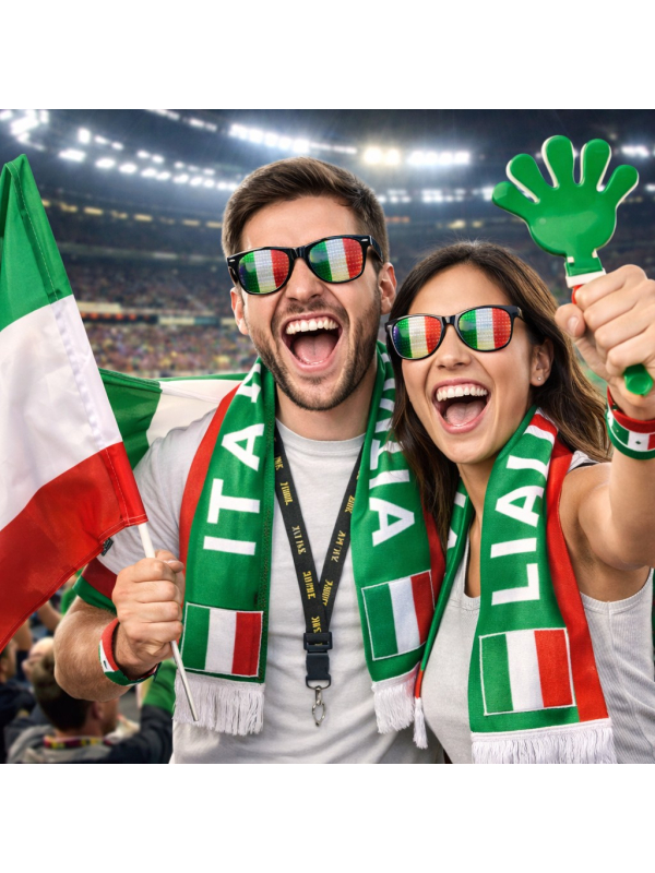 Kit Supporter Italie – Fan Kit 6 pièces (drapeau + accessoires vert blanc rouge)