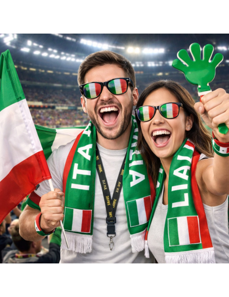 Kit Supporter Italie – Fan Kit 6 pièces (drapeau + accessoires vert blanc rouge)