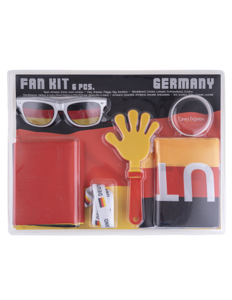 Kit Supporter Allemagne – Fan Kit 6 pièces (drapeau + accessoires noir rouge jaune)