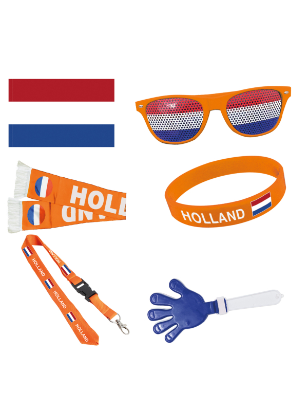 Kit Supporter Hollande – Fan Kit 6 pièces (drapeau + accessoires orange)