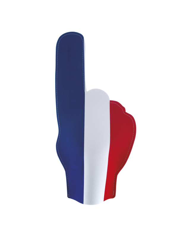 Main en mousse France bleu blanc rouge – Accessoire supporter géant 50 cm