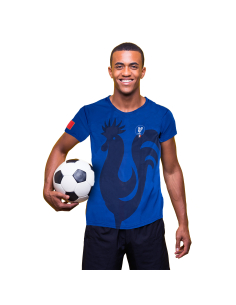 T-shirt Supporter France – Bleu avec coq (polyester) – Taille 54