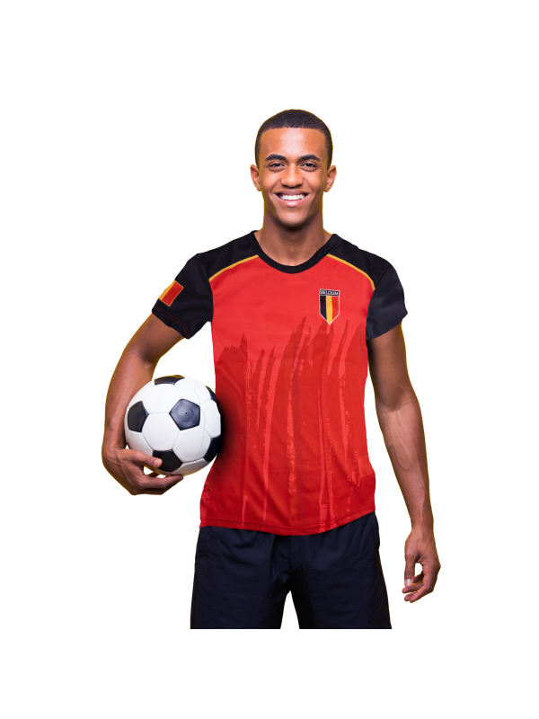 T-shirt supporter Belgique / Belgium – Rouge noir jaune (polyester) – Taille 54