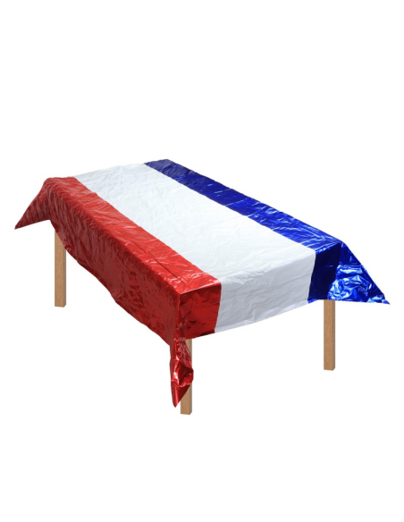 Nappe brillante France 100 x 263 cm – Déco fan zone bleu blanc rouge
