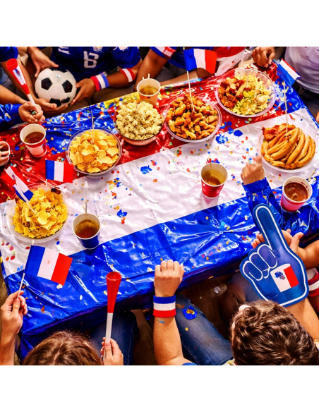 Nappe brillante France 100 x 263 cm – Déco fan zone bleu blanc rouge