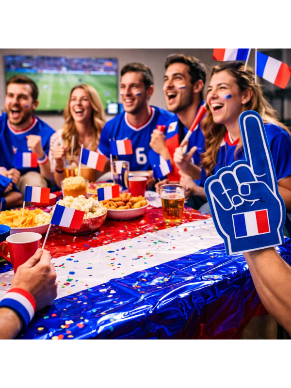 Nappe brillante France 100 x 263 cm – Déco fan zone bleu blanc rouge