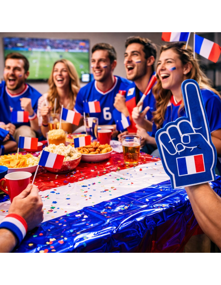Nappe brillante France 100 x 263 cm – Déco fan zone bleu blanc rouge