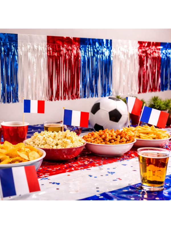 Guirlande à franges brillantes France 3 m – Bleu blanc rouge