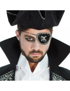 Cache-œil pirate avec tête de mort et strass 2