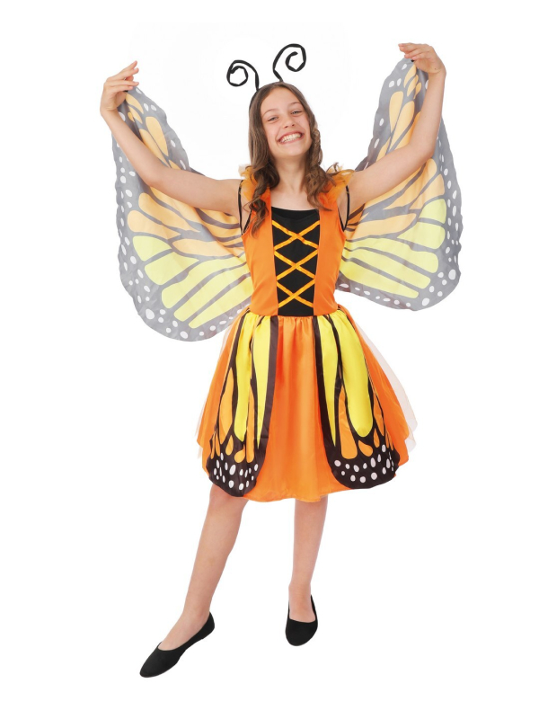 Déguisement de papillon orange enfant avec ailes et serre-tête