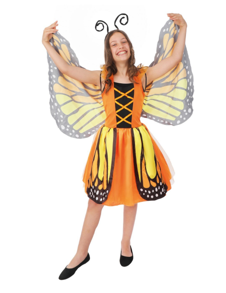 Déguisement de papillon orange enfant avec ailes et serre-tête