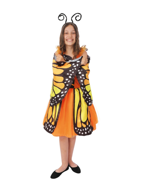 Déguisement de papillon orange enfant avec ailes et serre-tête