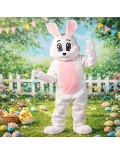 Mascotte de luxe Lapin de Pâques adulte – Costume complet avec tête, gants et couvre-chaussures
