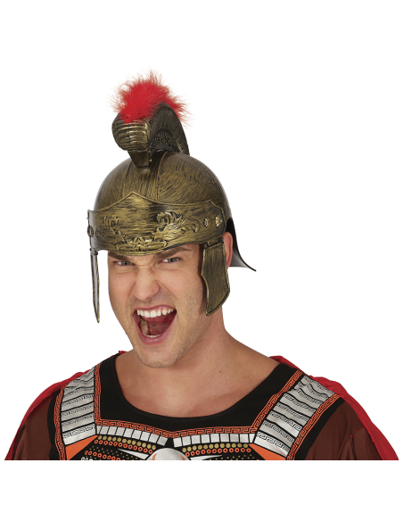 Casque romain adulte avec crête rouge – Casque antique style gladiateur