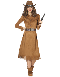 Déguisement cowgirl femme marron – Robe western à franges 2
