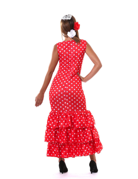 Déguisement espagnole femme – Robe flamenca rouge à pois blancs
